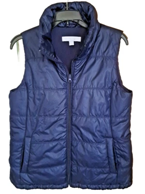 New York & Co Chaleco Puffer Invierno Azul Marino Para Mujer Talla Pequeña Bolsillos con Cremallera Completa Usado Foto 1 de 4