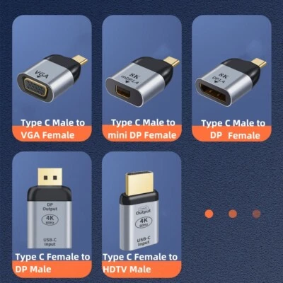 4K Video Mini DP auf HDMI VGA USB-C Typ C Buchse an HDMI 2.0 Stecker Adapter - Bild 1 von 4