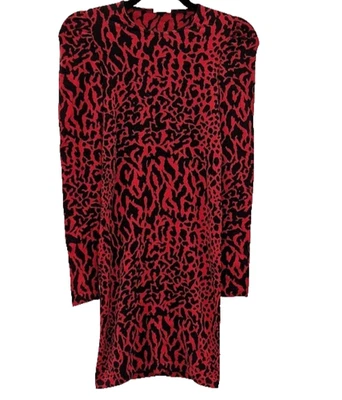 WOLFORD Scarlet Red Black Cheetah Print Bodycon Dress S Stretch Luxury - Image 1 of 4