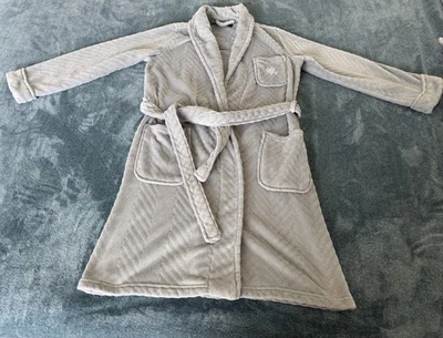 Bata de felpa gris talla S suave con cuello chal manga larga Lauren Ralph Lauren para mujer Foto 1 de 4