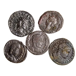 Group Lot of 5 Ancient Roman Coins High Quality Constantine I  Helmeted Z4 - Picture 1 of 3
