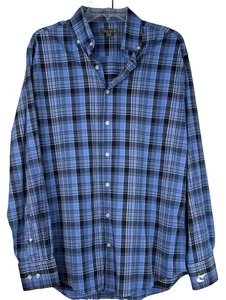 Camisa cómoda de verano Peter Millar para hombre grande azul a cuadros manga larga abotonada - Imagen 1 de 9