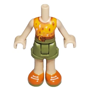 Lego Minifigure MiniDoll Friends Body Arancione Top Verde Sabbia Pantaloncini NUOVO INSERZIONE - Foto 1 di 2