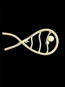 MCM Modernist Abstrakte Fisch Brosche Süßwasserperlen 925 5,0 g - Bild 1 von 4