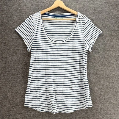 Camiseta Maurices Mujer XL Blanca Rayas Manga Corta Algodón Pullover Informal Foto 1 de 4