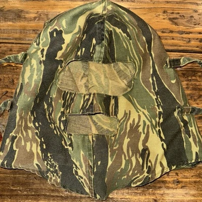 Vintage Tiger Stripe Camo Camouflage Face Mask With Tie Straps Hunting - Image 1 of 4
