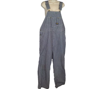 VTG OshKosh B'Gosh Union‑Made Sanforized Hickory‑Stripe Vestbak Overalls 44x32 - Picture 1 of 21