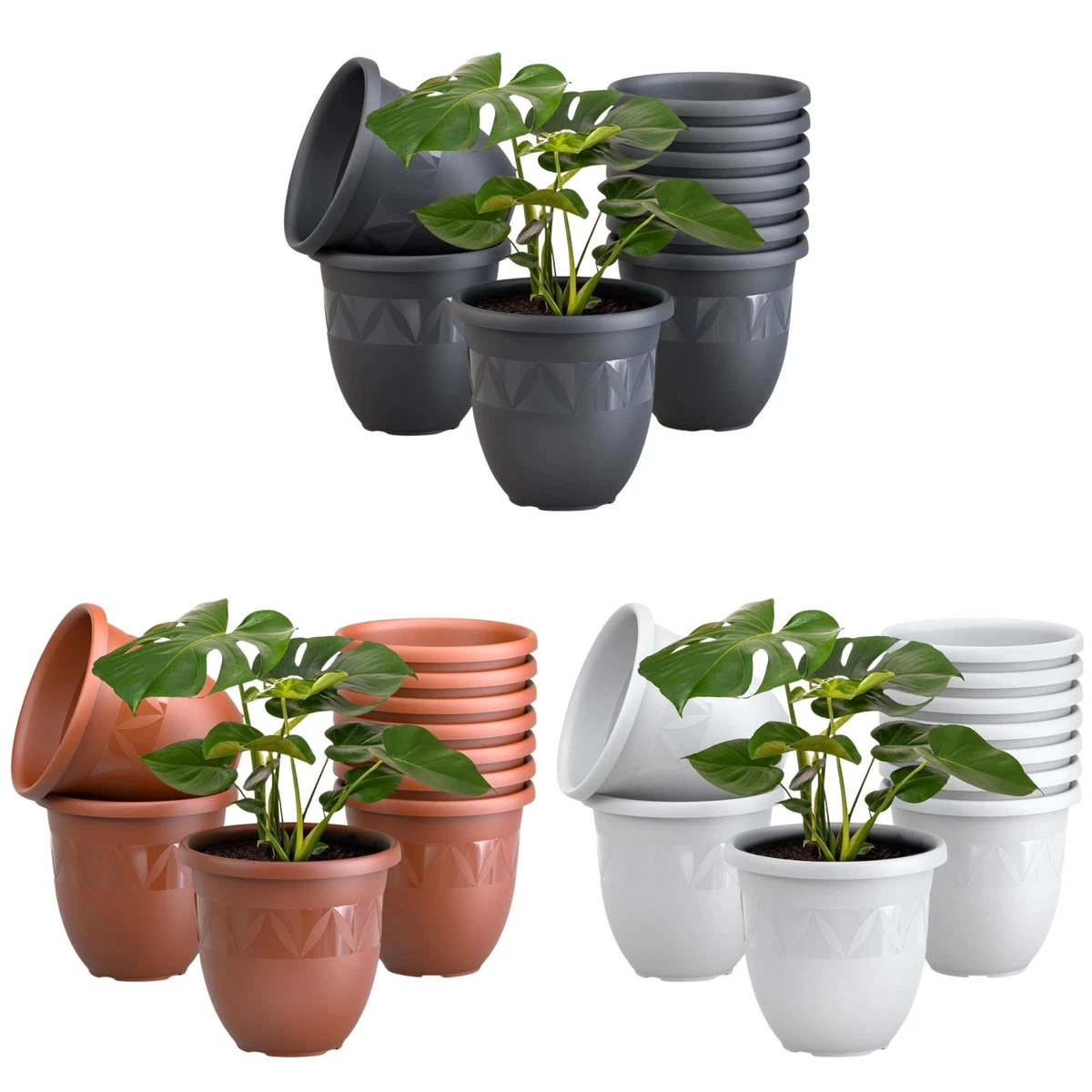 6 Terrakotta-Blumentöpfe Mit Untersetzern – 10x8 Cm, Mit Ablauflöchern, Für Drinnen & Draußen, Atmungsaktiv