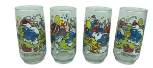 Vintage 1983 SMURFS Tumbler Drinking Glass Wallace Berrie & Co Set - Picture 1 of 3