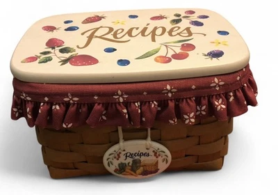 Vintage Longaberger Recipe Box Holds 4x6 Cards W Cloth And Plastic Liner - Image 1 of 4