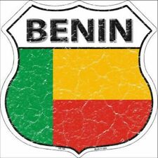 Benin Country Flag 11" Highway Shield Sign Metal Wall Decor - DS