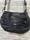 Vintage retro SUZY SMITH black leather handbag marks cross body 14" x 12"  S206