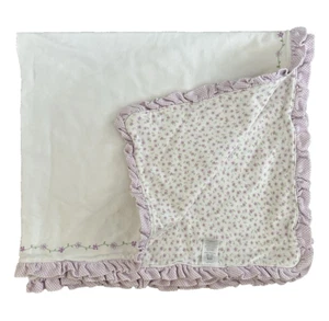 CARTER'S Baby Blanket Lovey Purple White Floral Gingham Ruffle Trim Cotton - Picture 1 of 5