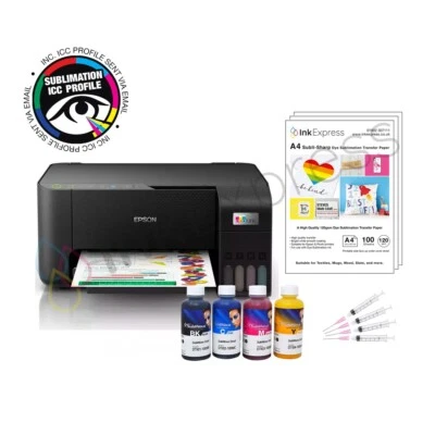 A4 Sublimation Printer Bundle: EPSON ET-2860 + 4 x 100ml Ink + Paper - None OEM - Image 1 of 4