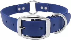 Regal Dog Products Medium Blue Waterproof Dog Collar with Heavy Duty Center Ring - Picture 1 of 9