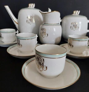 Service à café six tasses porcelaine de Paris monogramme or Napoléon III - Imagen 1 de 10