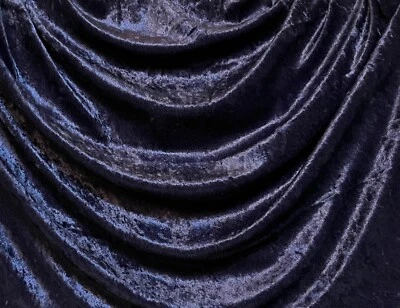 Stretch CRUSH PANNE VELVET Sewing Fabric .813 Yds (29") x 58" NAVY Blue Solid - Image 1 of 3