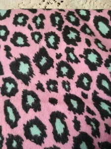Pink, Black & Blue Cheetah Print Snuggle Cotton Flannel Fabric 17" x 44" Leopard - Picture 1 of 3