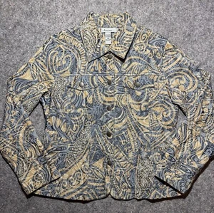 Analogy Women's Size Petite M Long Sleeve Button Up Collared Pocket Multi Color - Picture 1 of 10