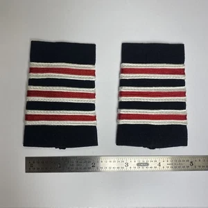 Airline/Hospitality Epaulette - Red And White Stripe On Black Fabric - Slide On - Picture 1 of 3