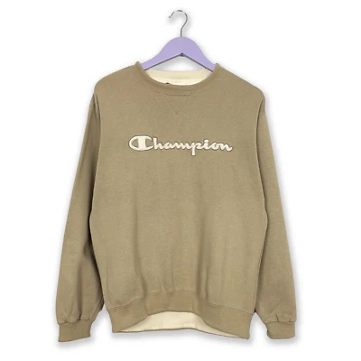 Sweat-Shirt Champion Vintage Beige Col Roulé Âge 2000 avec Broderie - TAILLE S/M - Photo 1/4