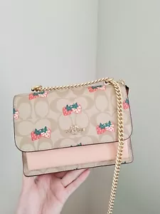 Bandolera Coach Mini Klare nueva con etiquetas en lona exclusiva con estampado de fresa CB594 - Imagen 1 de 11