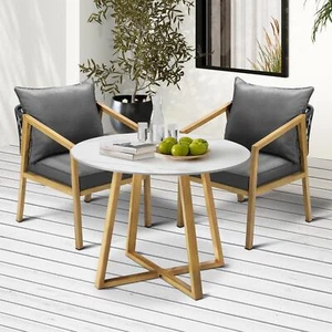 Livsip 3PCS Outdoor Dining Setting 90cm Table Lounge Chairs Patio Furniture Set - Picture 1 of 9
