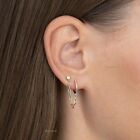 Natural Diamond Stud & Hoop Connected Wrap Oval Chain Earring Solid 14k Gold
