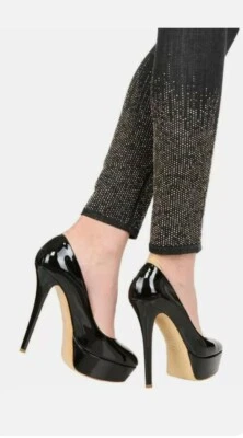 PELLE MODA SHINEY Patent Leather Stiletto Pumps Platform Shoe High Heel 36.5 6.5 - Image 1 of 4