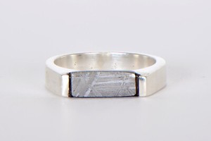 Beautiful Etched GIBEON Meteorite ring I Size 5 3/4 - TOP METEORITE Jewelry