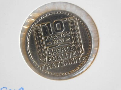 France 10 Francs 1947 TURIN, GROSSE TÊTE, RAMEAUX COURTS (954) - Photo 1/2
