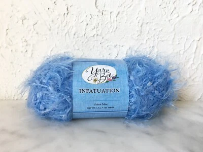 Yarn Bee Infatuation Nubby Fluffy Eyelash Yarn - 1 Skein China Blue #108 - Image 1 of 3