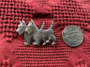 Broche prendedor vintage de plata de ley para 2 perros Scottie p1045 - Imagen 1 de 2