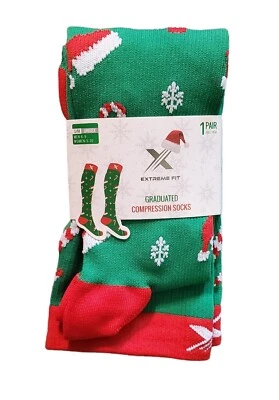 Winter Holiday Christmas Candy Cane Compression Socks Unisex Extreme Fit - Image 1 of 3