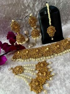 Indian Choker Set Jhumki Earrings Tikka Pasa/Jhumar Partywear 3 Colours