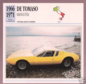 1966-1971 De Tomaso Mangusta Italy Sports Car Photo Spec Sheet Info French Card - Picture 1 of 1