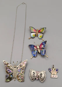 Vintage Butterfly Jewelry Lot (1)Necklace (3)Brooch (1)Pendant - Picture 1 of 7