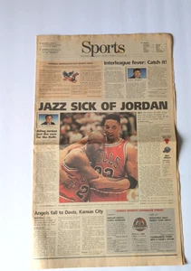 Vintage 90's Newspaper Sports Page Micahel Jordan Jazz Sick of Jordan Flu game - Picture 1 of 9