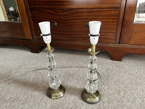 A Pair Of glass table lamps 36cm in height - Picture 1 of 5