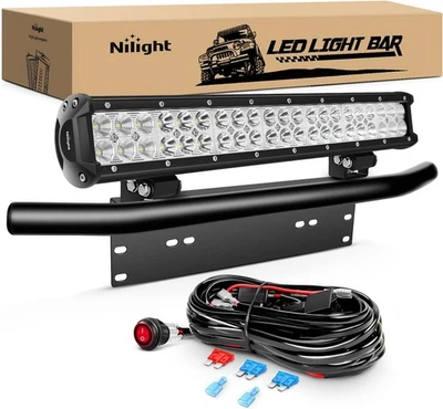 Barra de luz LED Nilight 20 pulgadas 126 W combo y soporte de montaje frontal para matrícula Foto 1 de 4