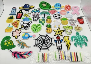 Bundle Lot Of 40 Pcs Embroidered Iron-On Patches & 3 Packs Thread - NEW - Picture 1 of 9