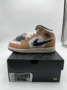 Air Jordan 1 Mid SE Brushstroke Paint Splatter DA8006‑100 Size 3.5 Y New - Picture 1 of 6