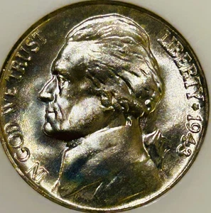 1943 P Jefferson Silver War Nickel NGC MS67 - Picture 1 of 8