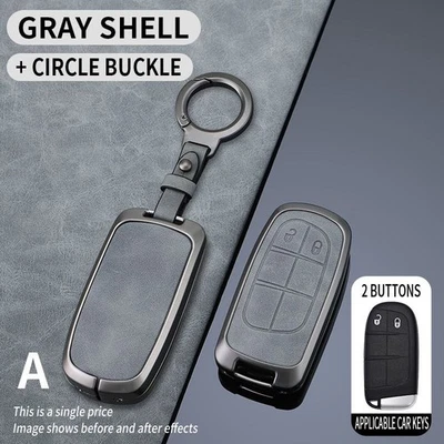 Key Fob Case Cover Protector For-Jeep-Cherokee-Dodge-Chrysler 2 Button Gray - image 1 of 2