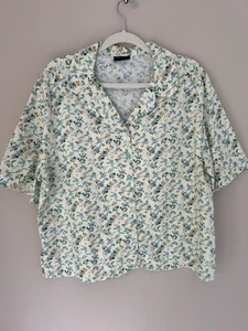 Carr & Westley Womens Top Size 20 Ivory Blue Yellow Ditsy Cotton Summer Holiday - Picture 1 of 7