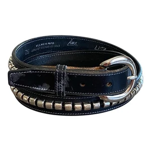 Cintura donna TORY nera inglese briglia pelle borchie made in USA taglia 32 - Foto 1 di 8