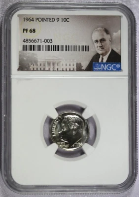 1964 NGC PF 68 Pointed 9 Roosevelt Dime - Image 1 of 2