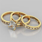 Ensemble de bandes de mariage en diamant simulées 3,30 ct or jaune 14 carats véritable 5 6 7 8 9