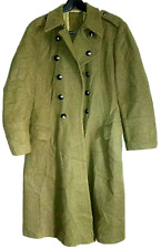 VTG 70s ROMANIAN Double Breasted Great Coat in Olive Green w/ Ensignia Buttons L