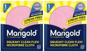 X2 Marigold Squeaky Flexi Clean Microfibre Deep Cleaning Cloth Glass - Picture 1 of 5